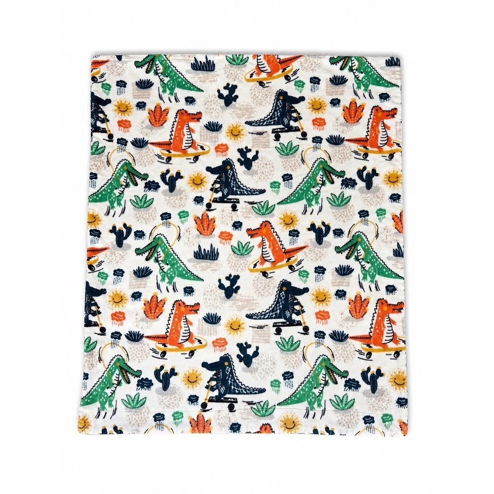 Life Comfort Kids Dinosaur Fleece Blanket Orange Sherpa 48x38 Toddler Soft